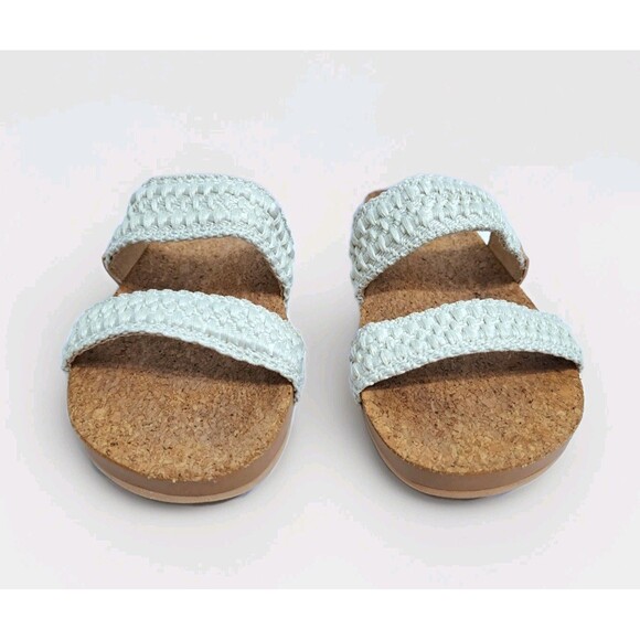 REEF Women's 10 Cushion Vista Thread Sandals Cork Braided White Brown Beach Pool - Picture 2 of 10